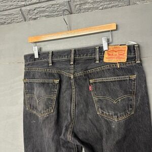Levi Strauss 501 Black Washed Button Fly Straight Leg Jeans Mens W38 L34